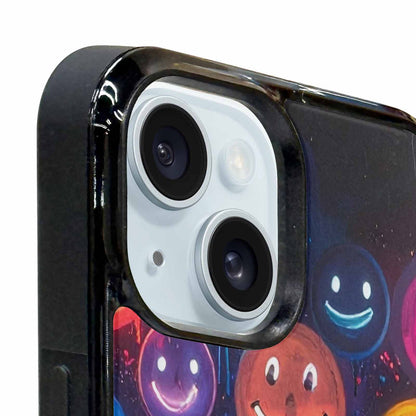 iPhone 15 Plus Case — Smiley Faces Glow Smiley Faces Pattern, Custom Made Phone Cover