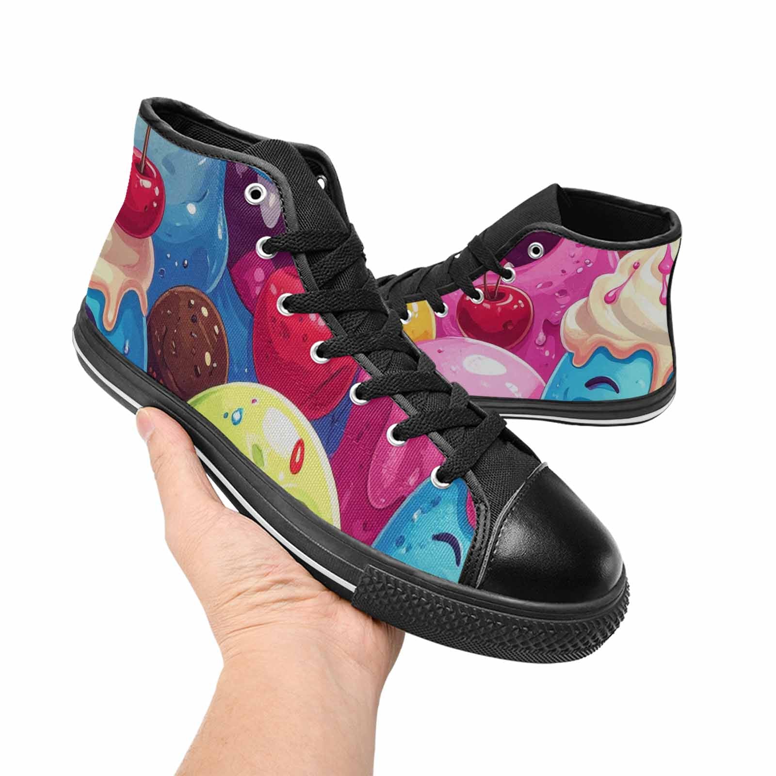 MEN'S Melting Icecream Monster Cherry High Top Canvas Neon Fantasy Sneakers