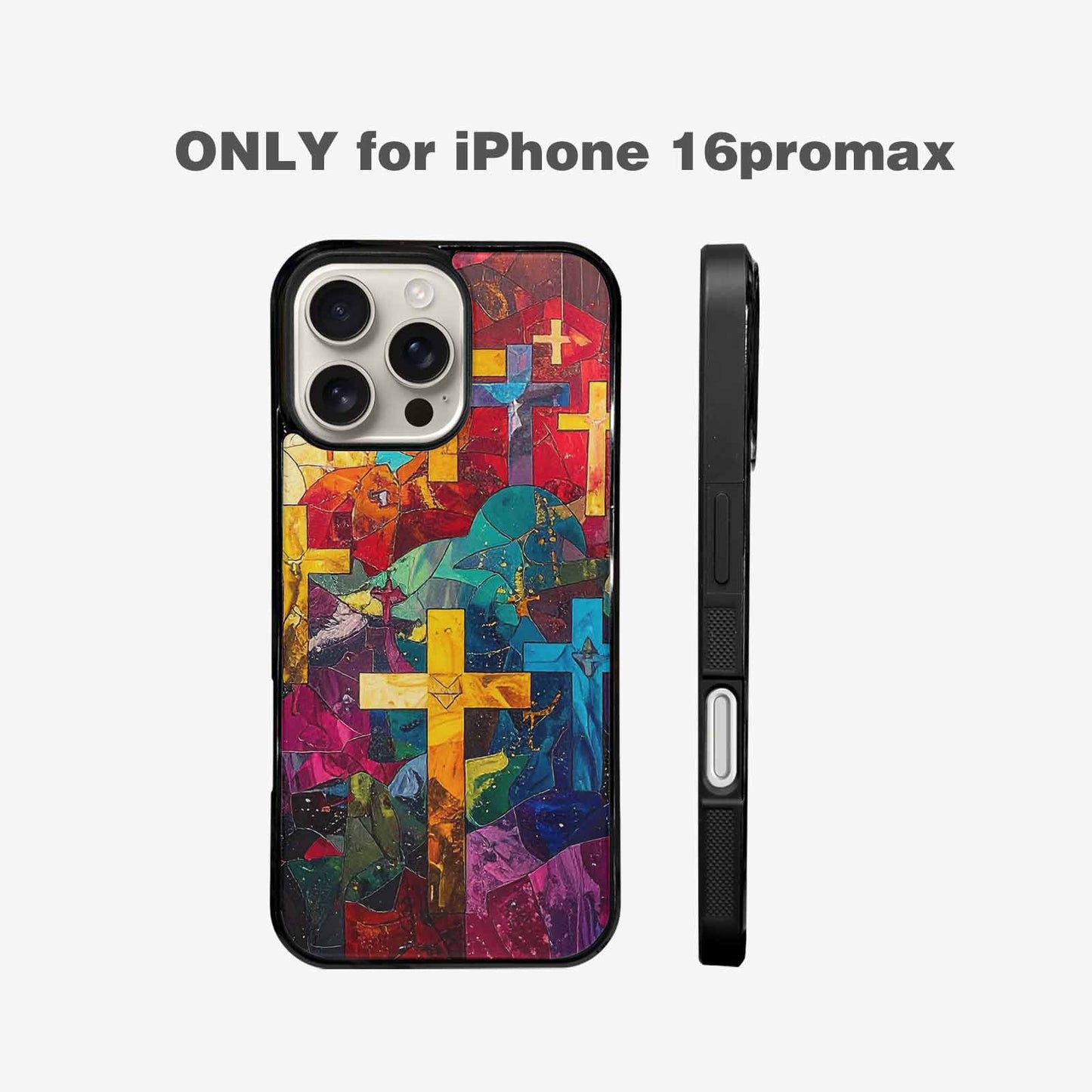 iPhone 16 Pro Max Case — Faith Cross And Faith Icons Pattern, Customized Protective Case
