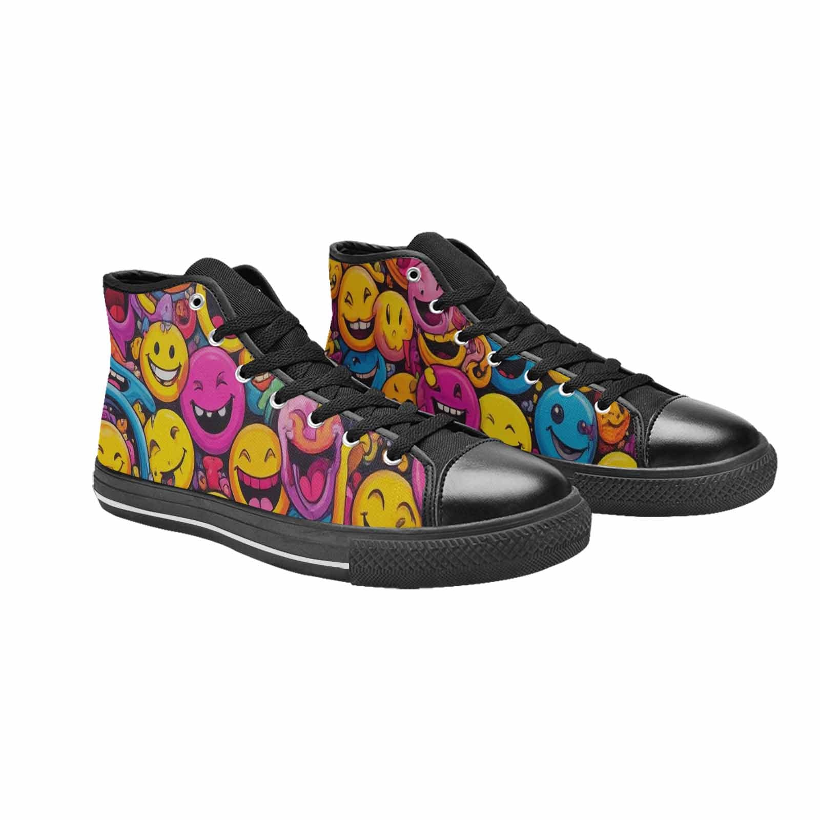 WOMEN'S Yellow Smiley Face High Top Canvas Y2K Shoes