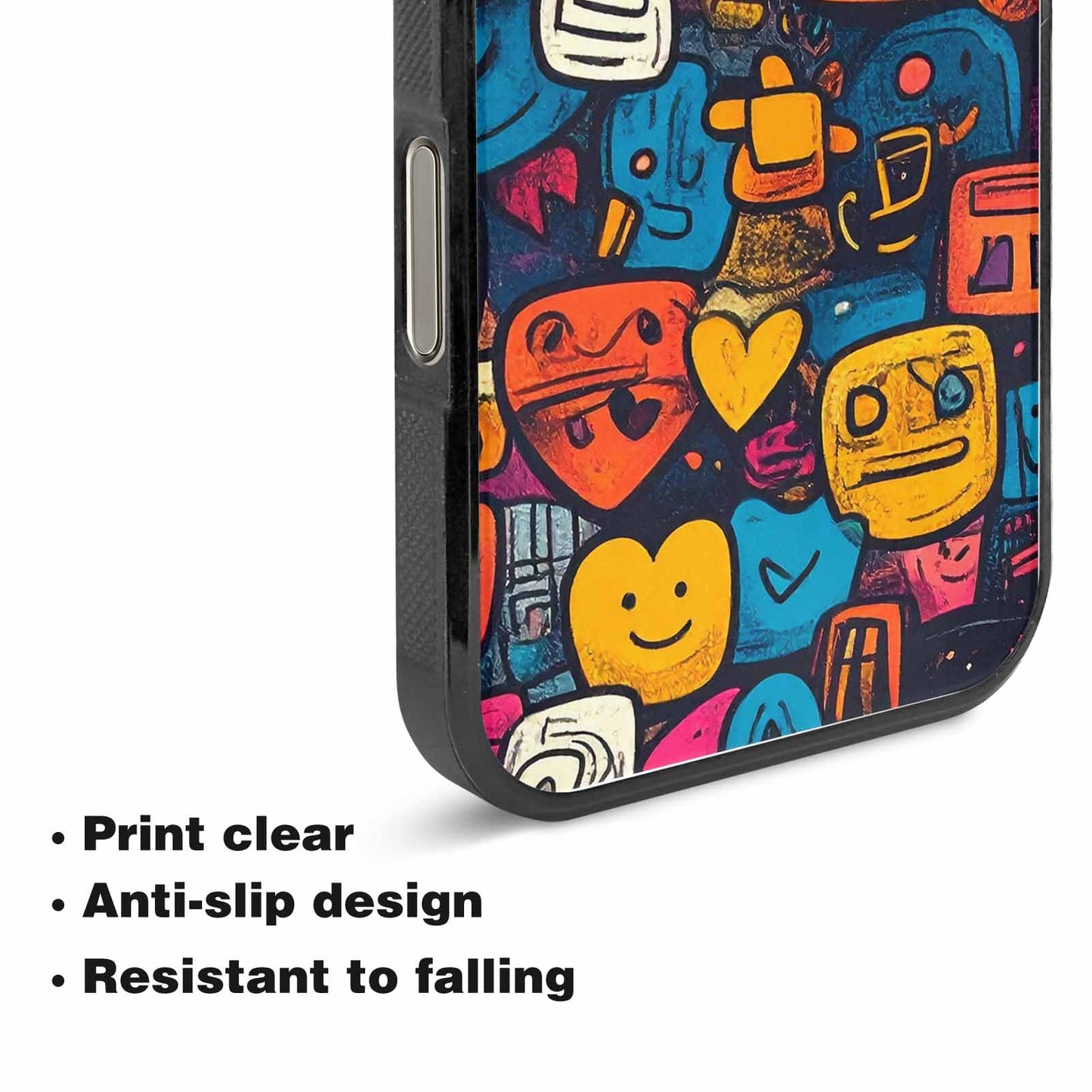 iPhone 15 Pro Max Case — Hand Drawn Icon Doodle Pattern Hundreds, Unique Phone Case Design