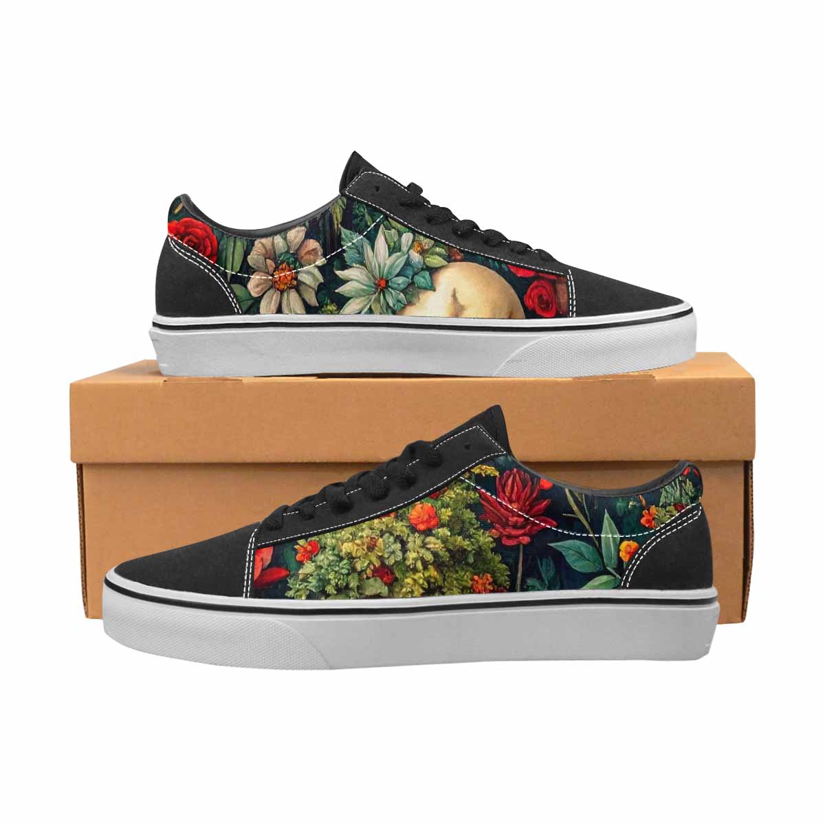 WOMEN'S Skulls  Botanical Skulls Lace-Up Canvas Dreamlike Custom Shoes
