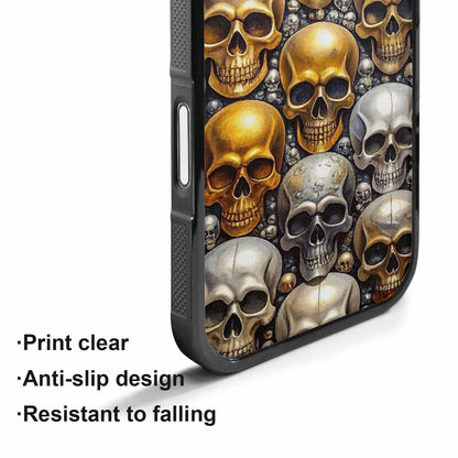 iPhone 17 Case — Skulls Metallic Chrome Small Gothic Skulls, Original Design Phone Case