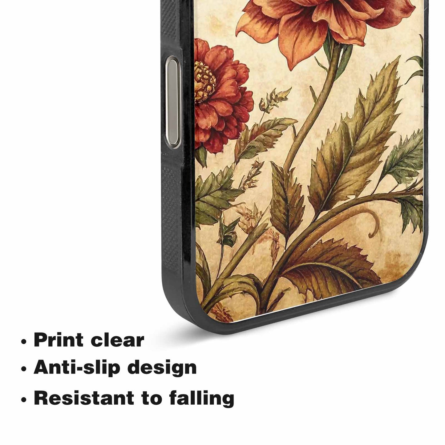 iPhone 15 Pro Max Case — Vintage Botanical Art Pattern, Personalized Phone Case