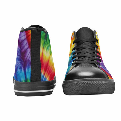 WOMEN'S Tie Dye Rainbow Spiral High Top Canvas Vivid Sneakers