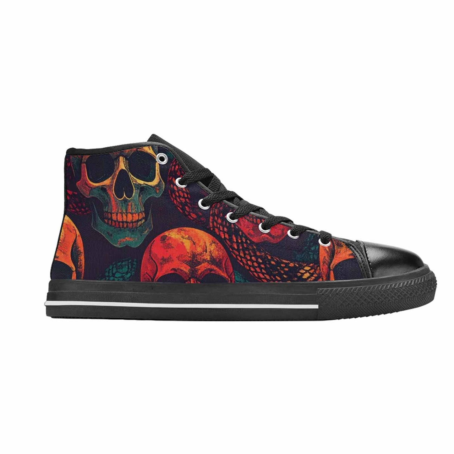 WOMEN'S Snake Skulls Print High Top Canvas Vibrant Chaos Shoes
