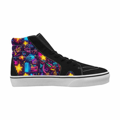 MEN'S 80s Retro Motif High Top Canvas Neon Fantasy Custom Shoes