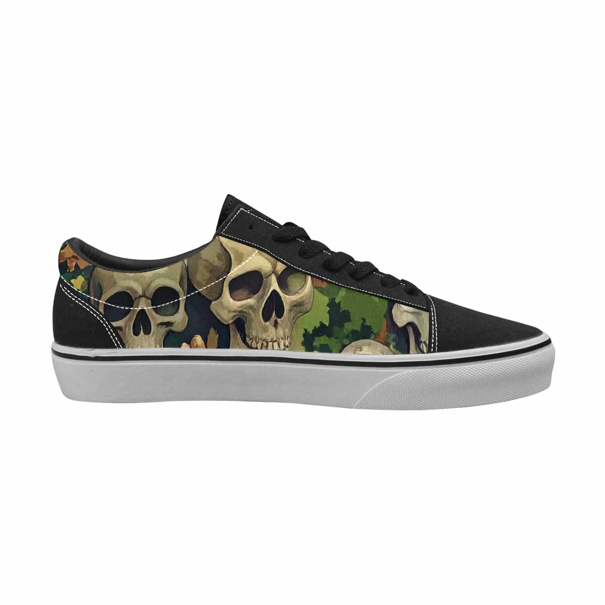 WOMEN'S Skulls  Camo Skulls Lace-Up Canvas Neon Fantasy Custom Shoes