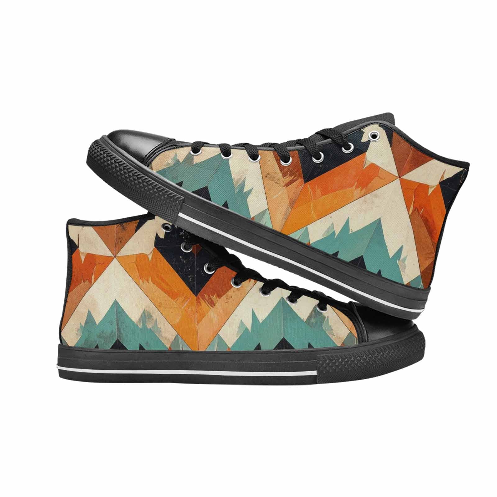 MEN'S Southwestern Geometric Diamond High Top Canvas Grunge Custom Shoes