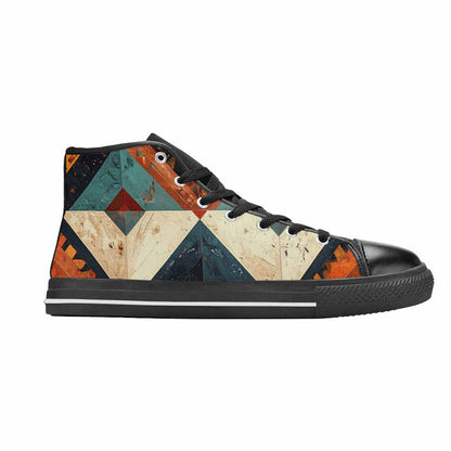 MEN'S Southwestern Geometric Diamond High Top Canvas Vibrant Chaos Sneakers