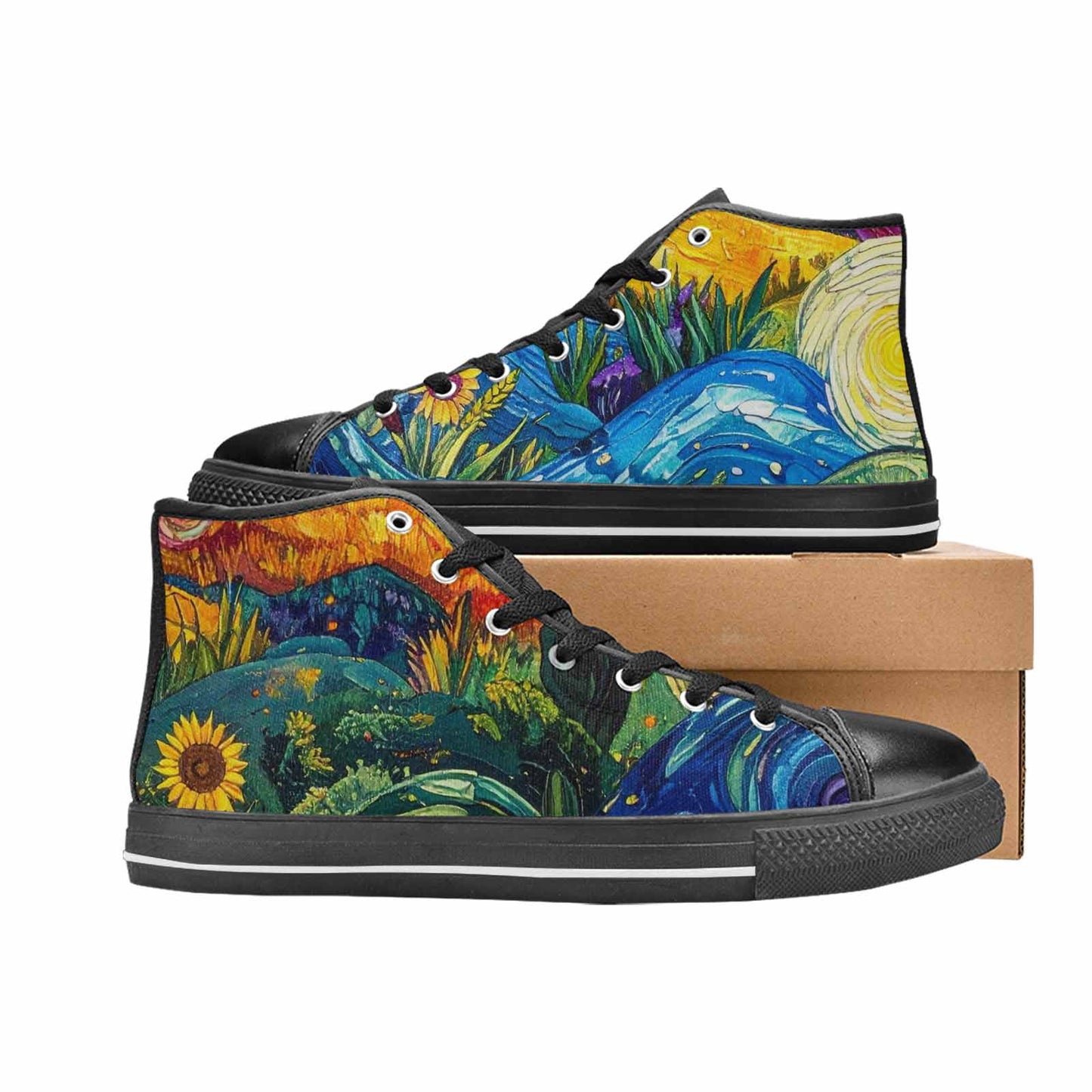 WOMEN'S Blend All Versions High Top Canvas Vibrant Chaos Custom Shoes