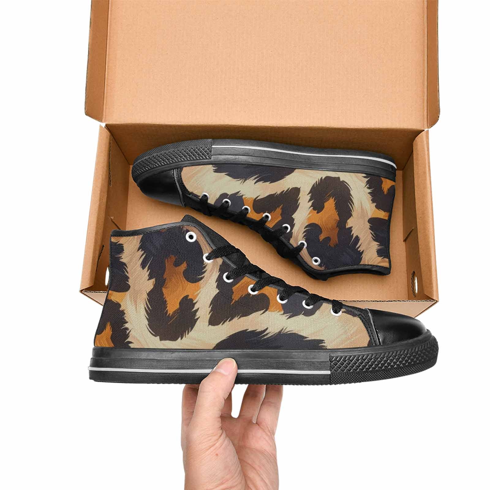 MEN'S Leopard Soft Airbrush Gradient High Top Canvas Surreal Custom Sneakers