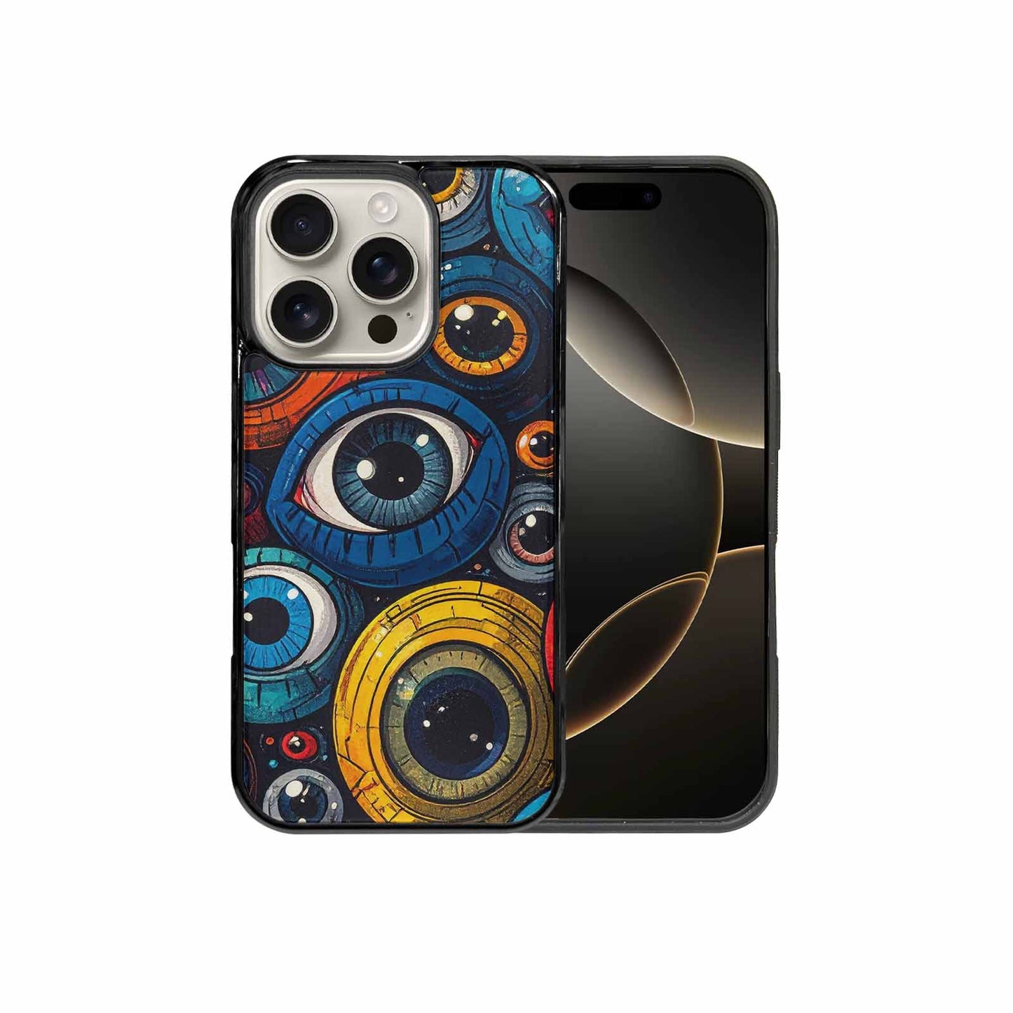 iPhone 16 Pro Case — Cartoon Eyeballs, Custom Print Case Cover