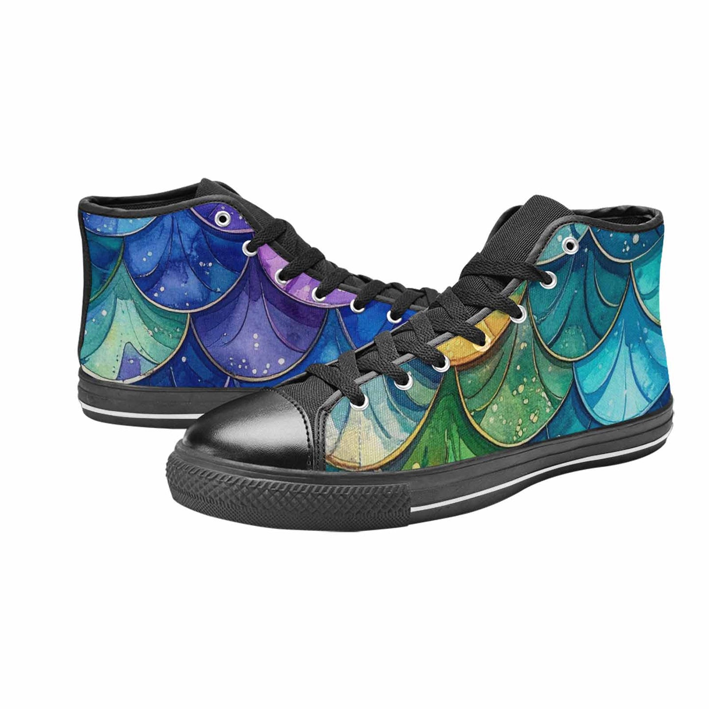 MEN'S Mermaid Scale High Top Canvas Y2K Custom Sneakers
