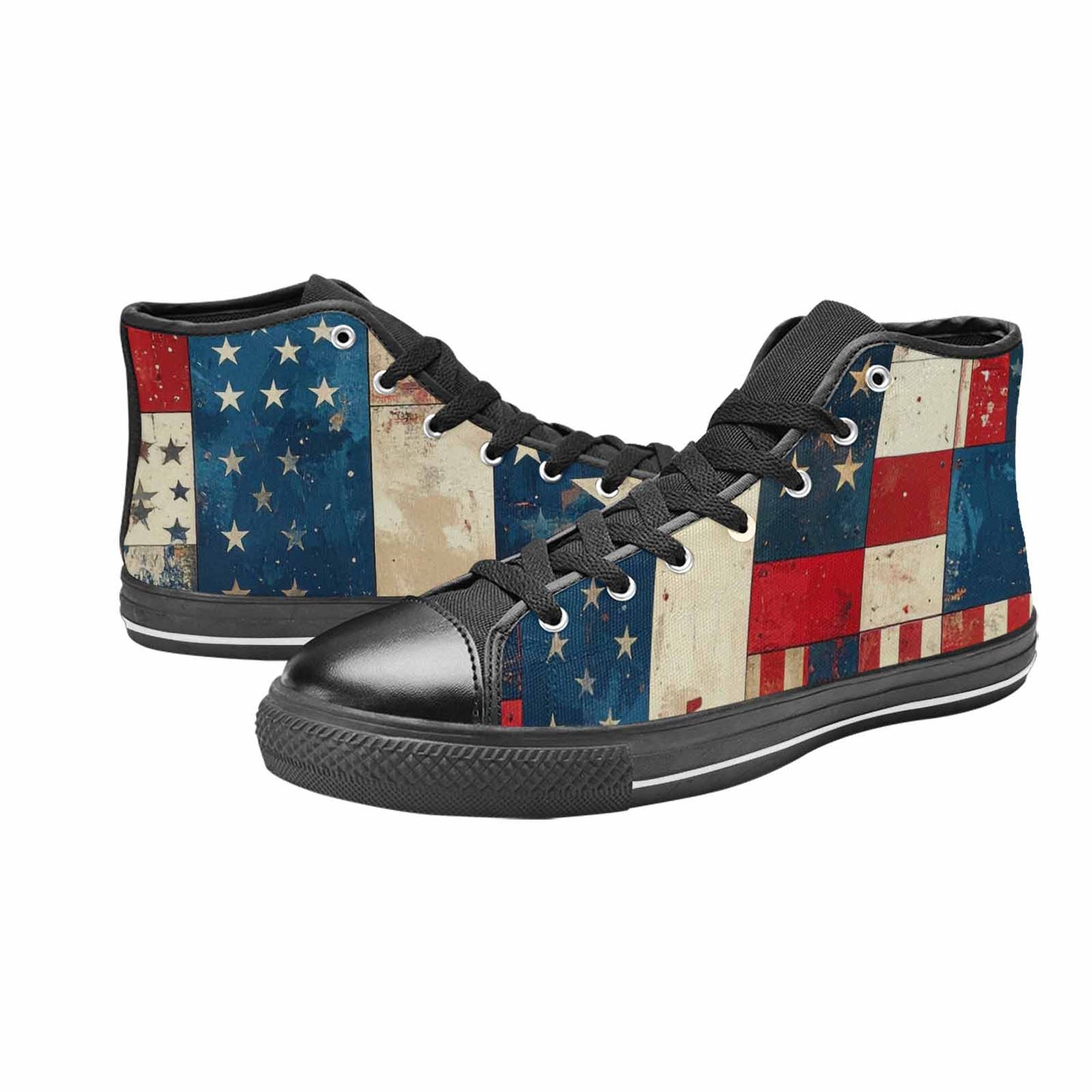 MEN'S American Flag Stars High Top Canvas Neon Fantasy Sneakers