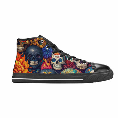 WOMEN'S Skull High Top Canvas Cottagecore Sneakers
