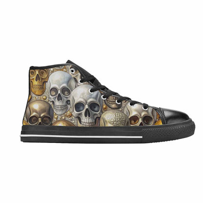 WOMEN'S Skulls - Metallic-Chrome- High Top Canvas Y2K Shoes