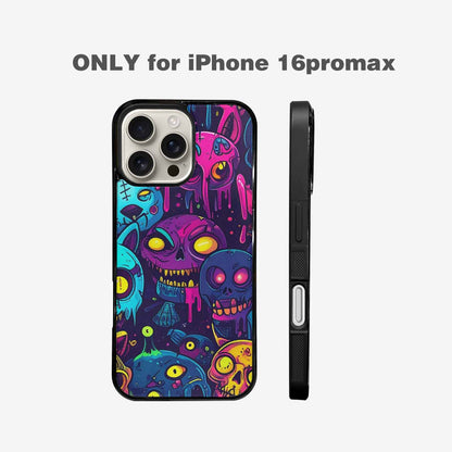 iPhone 16 Pro Max Case — Mixed Toxic Glow Creature Pattern Hundreds, Unique Phone Case Design