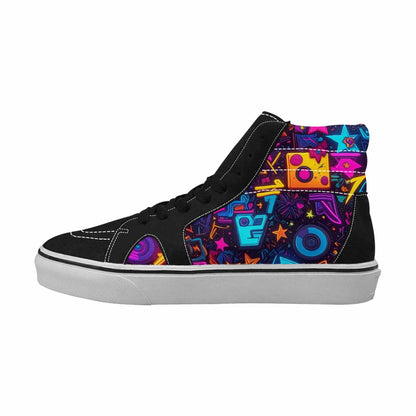 MEN'S 80s Retro Motif High Top Canvas Vivid Sneakers