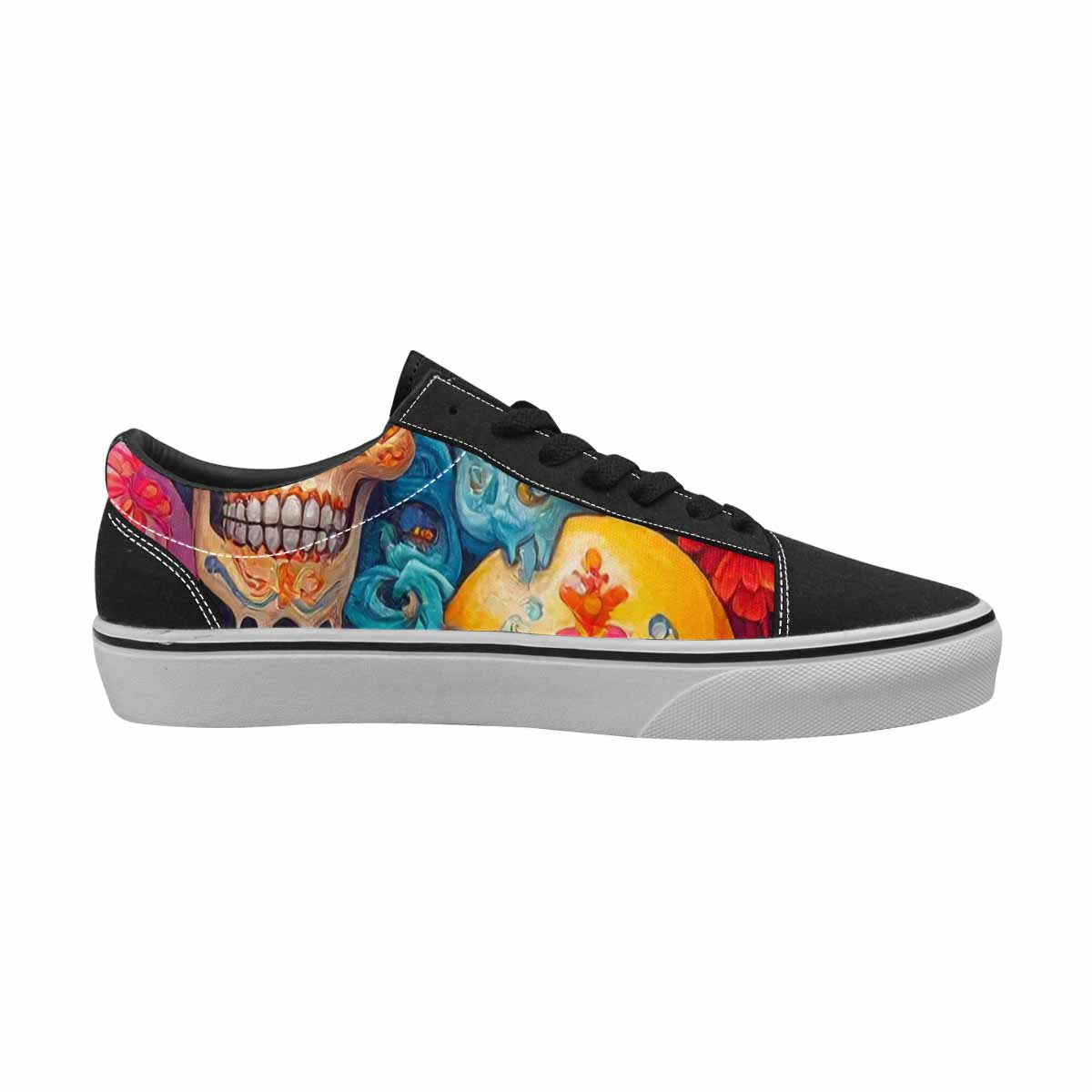 WOMEN'S Sugar Skulls Melting Sugar Lace-Up Canvas Cottagecore Custom Sneakers