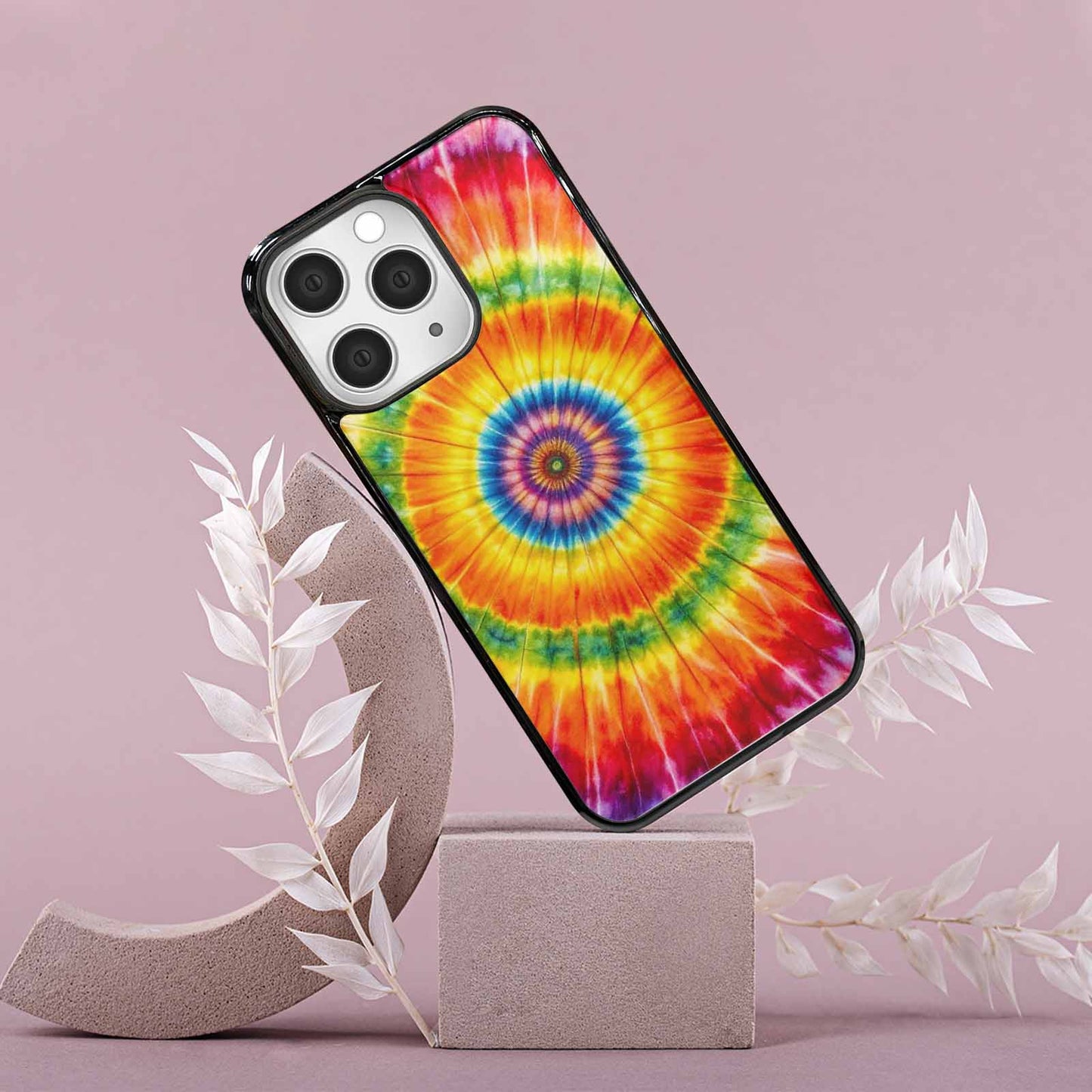 iPhone 15 Pro Max Case — Rainbow Spiral Tie Dye Custom, Custom Phone Case