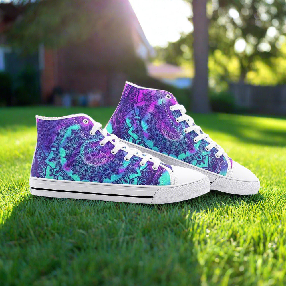 Celtic Silver Blue Vivid Bold Art - Freaky Shoes | Custom Art Sneakers