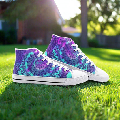 Celtic Silver Blue Vivid Bold Art - Freaky Shoes | Custom Art Sneakers