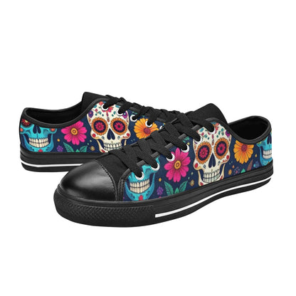 MEN'S Rainbow Sugar Skull Weave Low Top Canvas Grunge Shoes