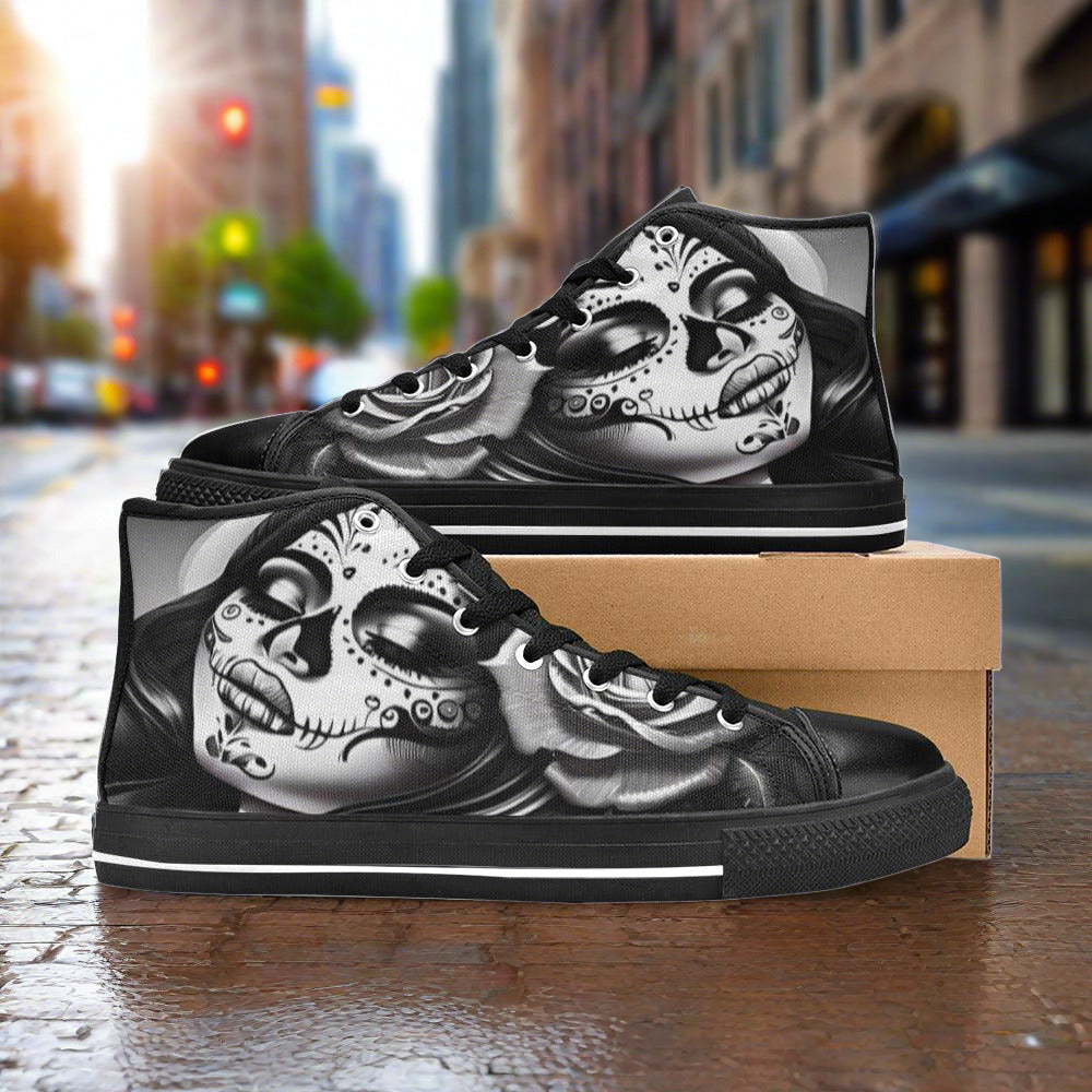 Aurora Borealis Amber Gold Custom WOMEN Bold Art - Freaky Shoes | Custom Art Sneakers