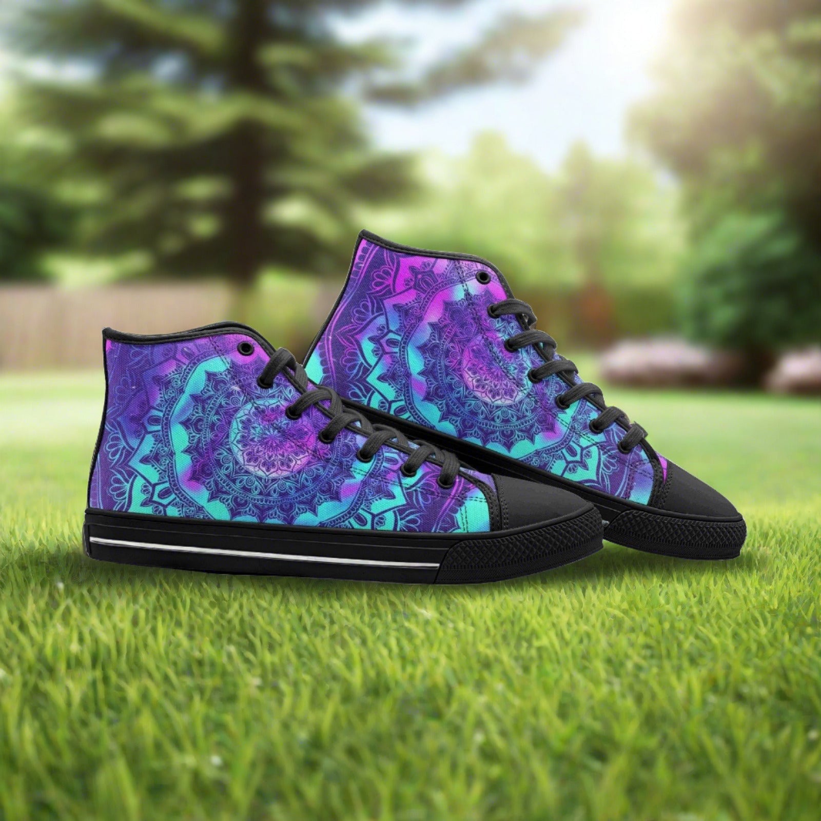 Celtic Silver Blue Vivid Bold Art - Freaky Shoes | Custom Art Sneakers