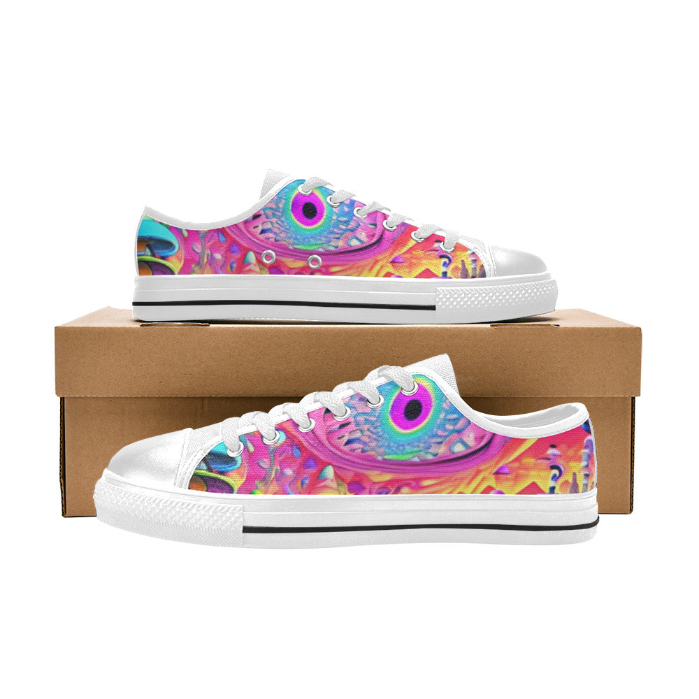 WOMEN'S Trippy Acid World Art Canvas Vibrant Chaos Sneakers