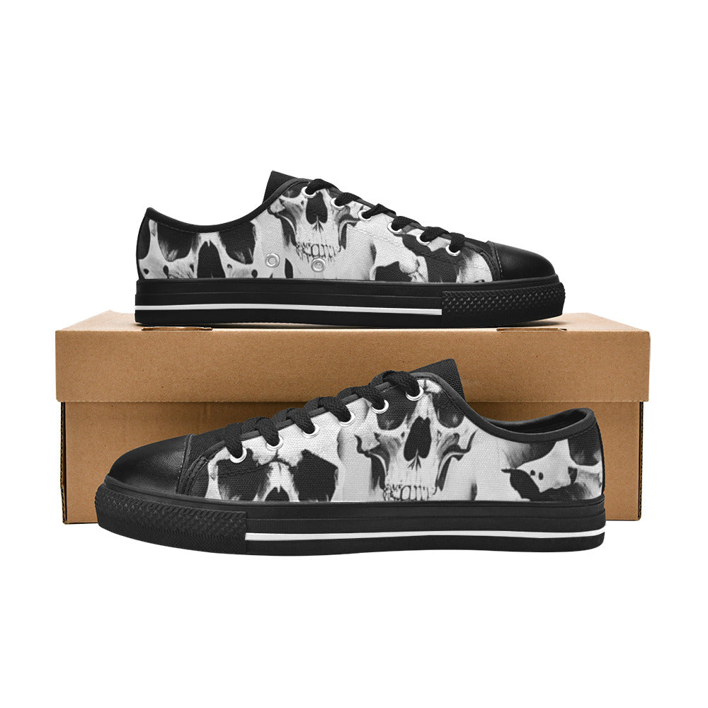 WOMEN'S Cc Grey Skull Art Canvas Y2K Shoes