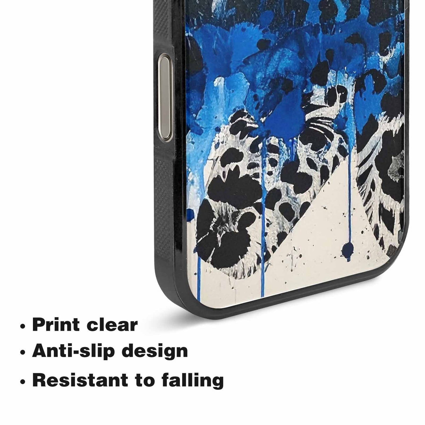 iPhone 15 Pro Max Case — Animal Print Black Blue Ink Animal, Customized Protective Case