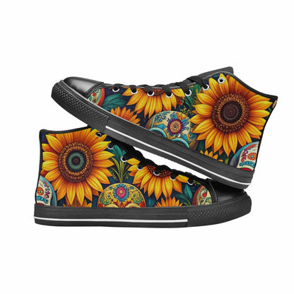 WOMEN'S Sunflower Skulls Print High Top Canvas Dark Academia Sneakers