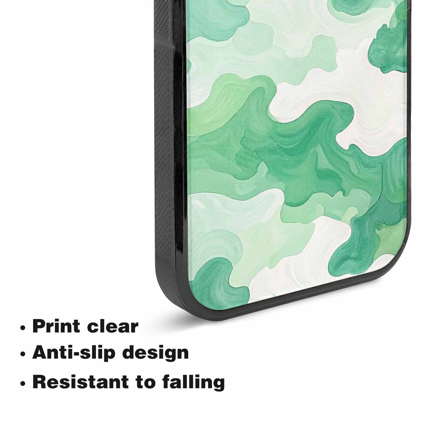 iPhone 15 Plus Case — Camo Mint Green White, Custom Designed Case Cover