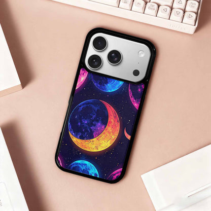 iPhone 17 Pro Case — Neon Winter Moon Seamless Cartoon Cute, Customized Protective Case