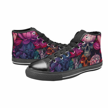 MEN'S Lotus Skulls High Top Canvas Neon Fantasy Custom Shoes