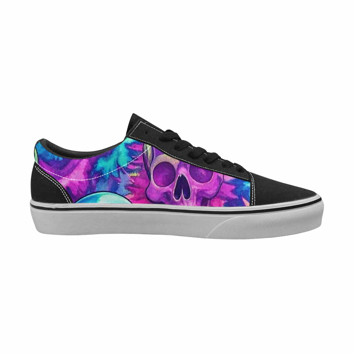 WOMEN'S Tie Dye Skulls Print Canvas Lace-Up Neon Fantasy Sneakers