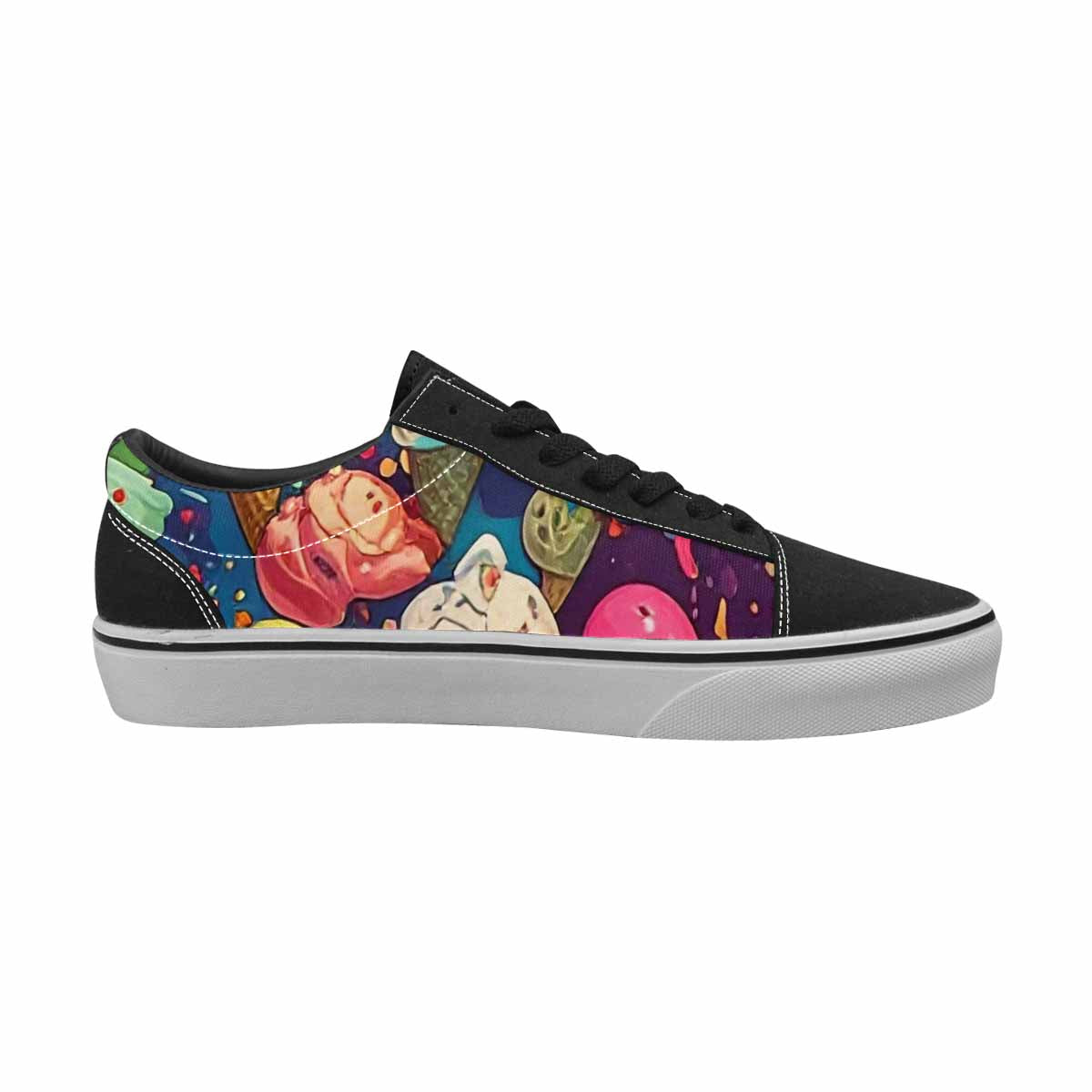 WOMEN'S Ice Cream Motif Ice Lace-Up Canvas Neon Fantasy Custom Shoes