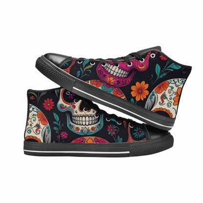 MEN'S Dia De Los Muertos Sugar Skull High Top Canvas Surreal Custom Shoes