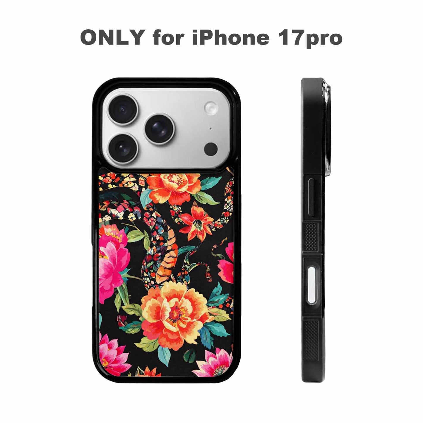iPhone 17 Pro Case — Snakes Print Floral Seamless Pattern Floral, Custom Printed Phone Case