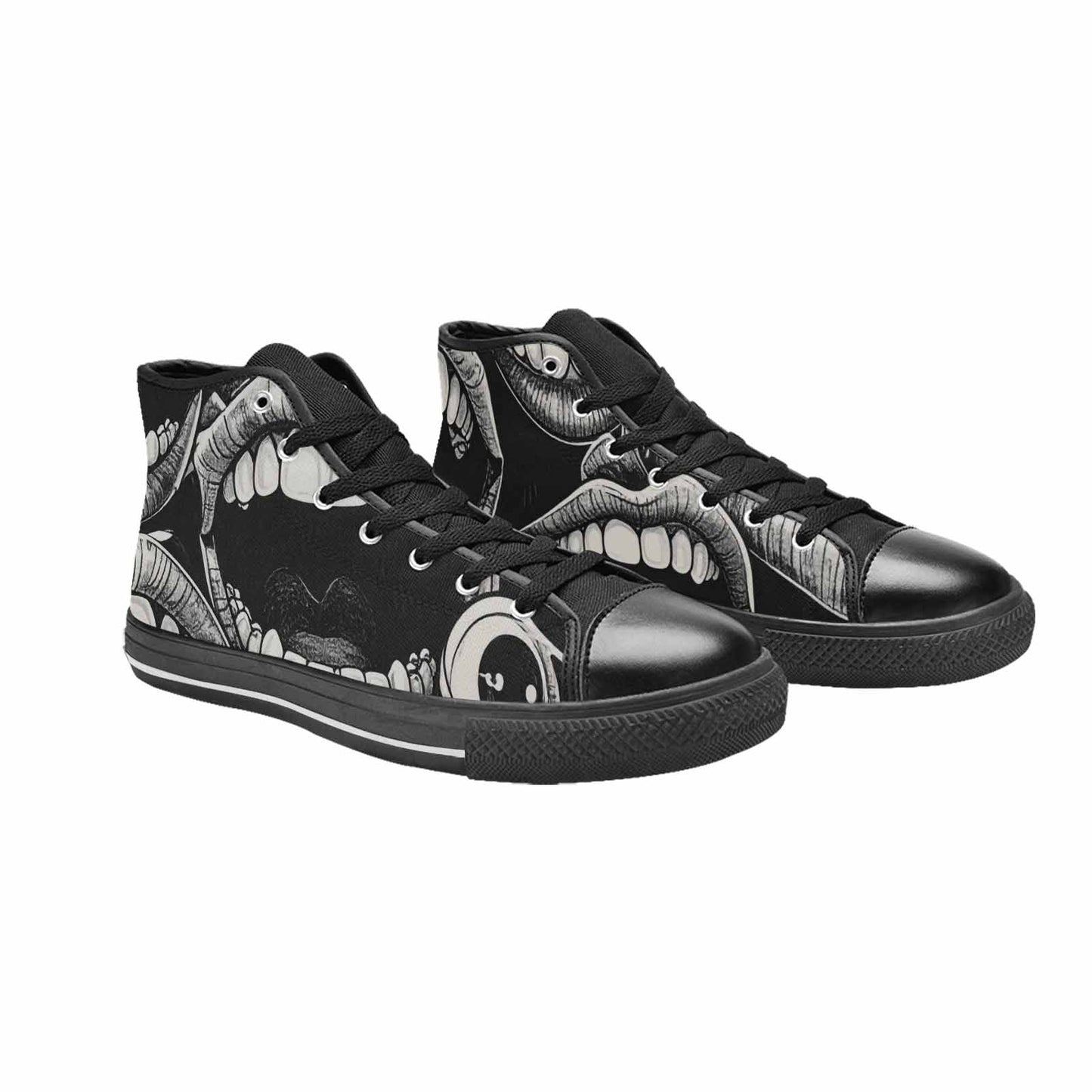 MEN'S Googly Cartoon Mouths High Top Canvas Vibrant Chaos Custom Sneakers