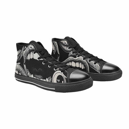 MEN'S Googly Cartoon Mouths High Top Canvas Vibrant Chaos Custom Sneakers