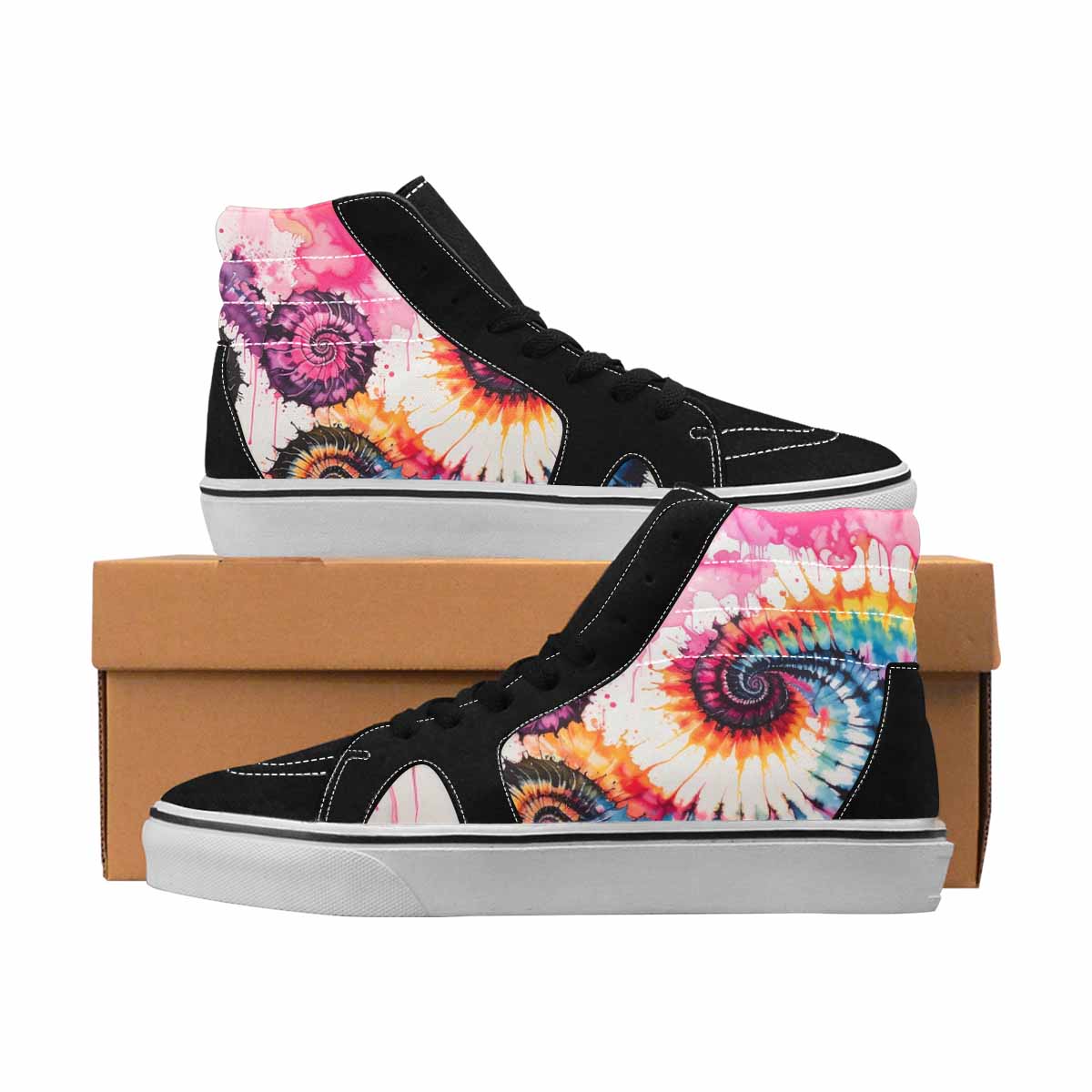 MEN'S Tie Dye Black & Pink Ink High Top Canvas Boutique Melting Art Original Art Sneakers