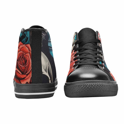 WOMEN'S Skulls Roses Biker Tattoo High Top Canvas Y2K Custom Shoes