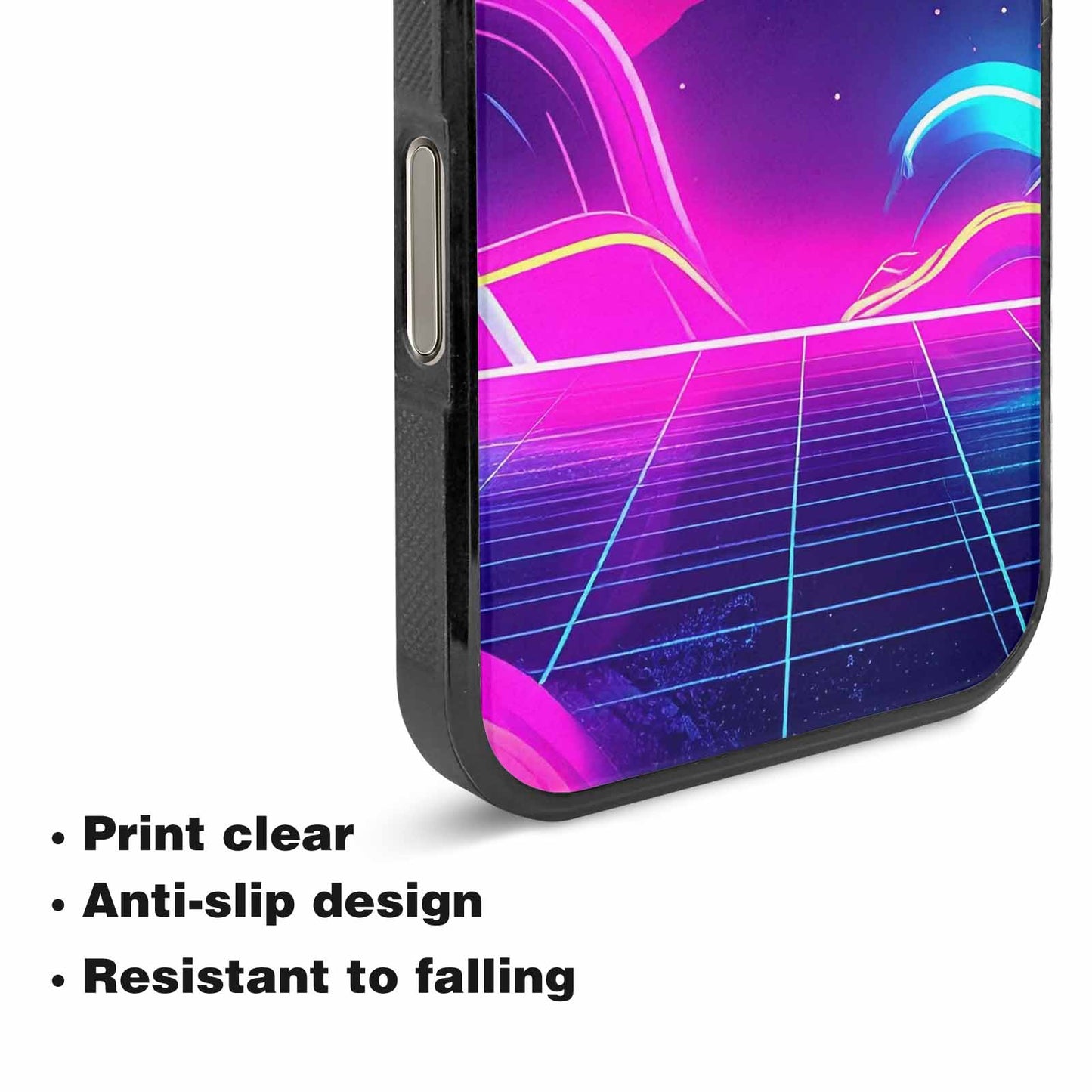 iPhone 16 Pro Max Case — 1980s Neon Cartoon Art Pattern, Custom Designed Case Cover