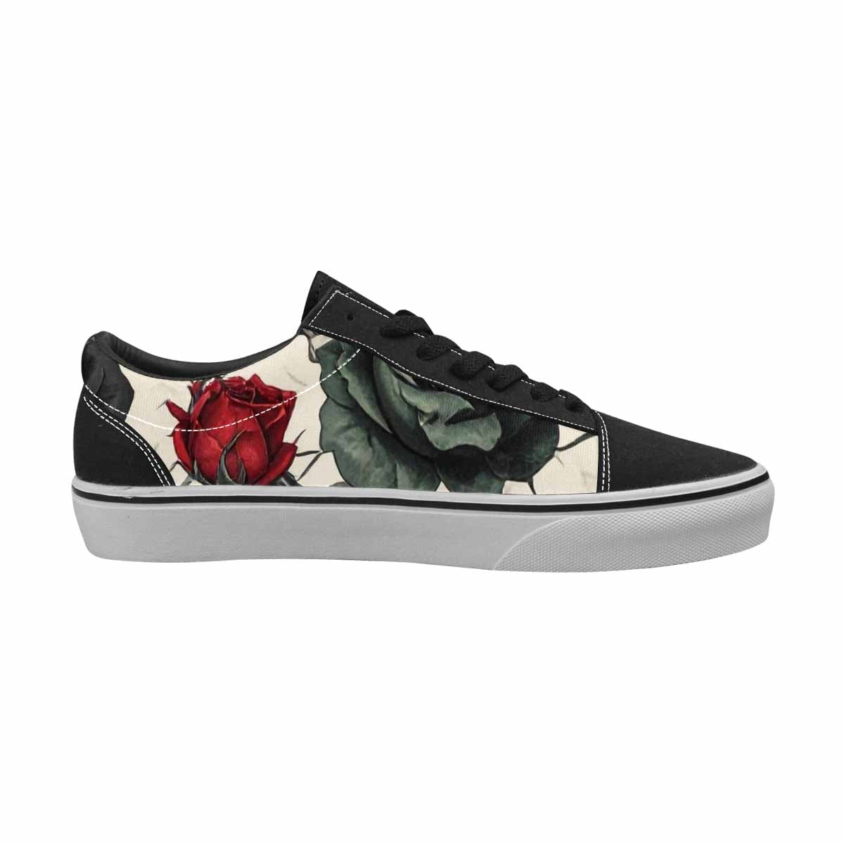 MEN'S Black Gothic Rose Canvas Lace-Up Wallpaper Art Custom Shoes