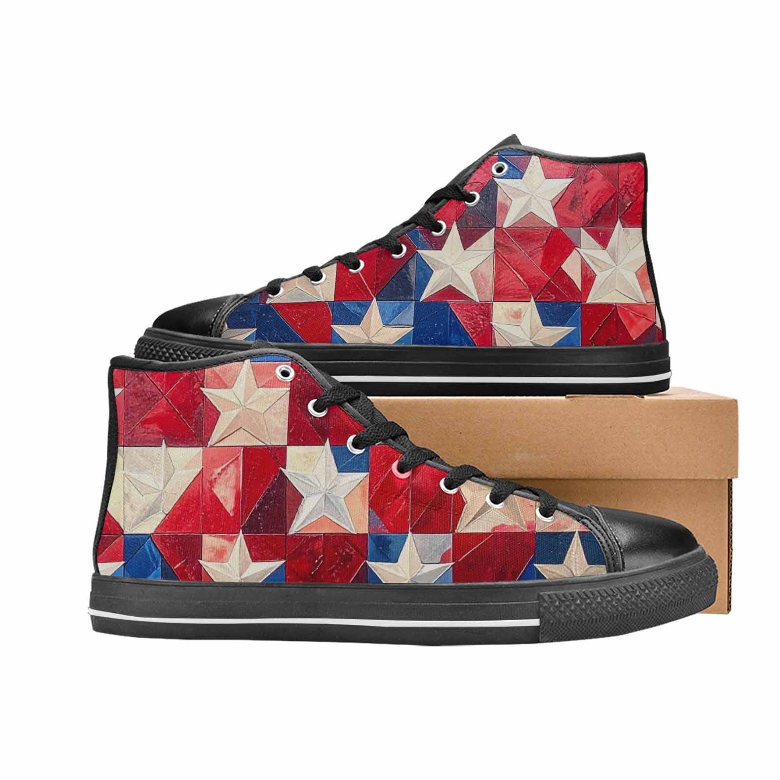 MEN'S American Flag Stars High Top Canvas Vivid Sneakers