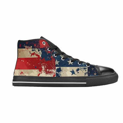 MEN'S American Flag Stars High Top Canvas Aesthetic Custom Sneakers