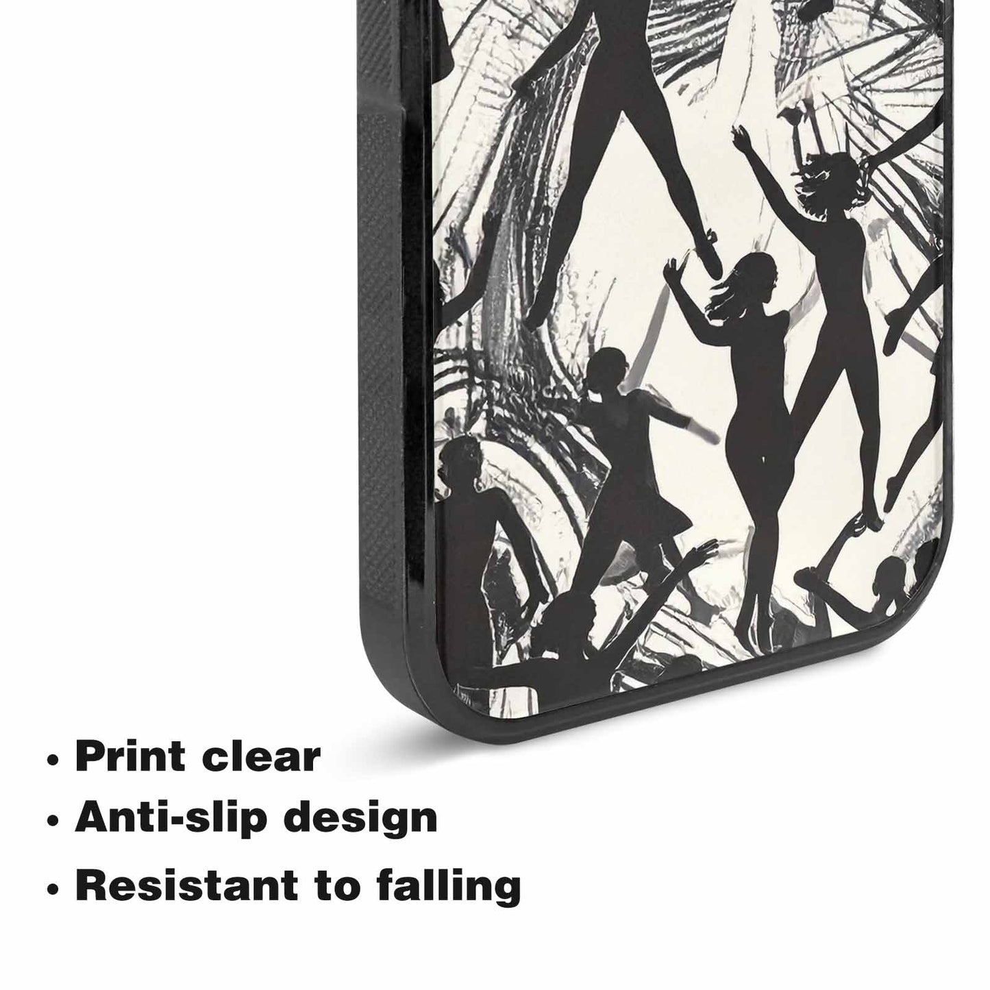 iPhone 15 Plus Case — Bold Dancing Figure Line Art Pattern, Custom Made Phone Cover